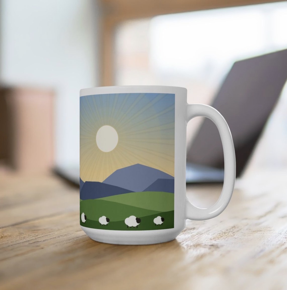 Shepherd mug on a desk